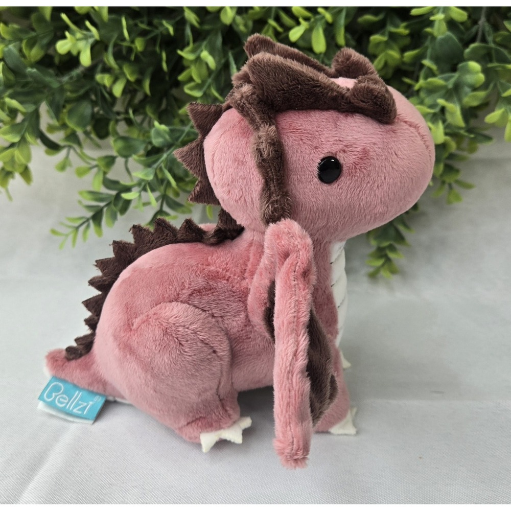 Bellzi Mini Draggi The Dragon Plush Pink Mauve Brown Stuffed Animal 6" Kawaii